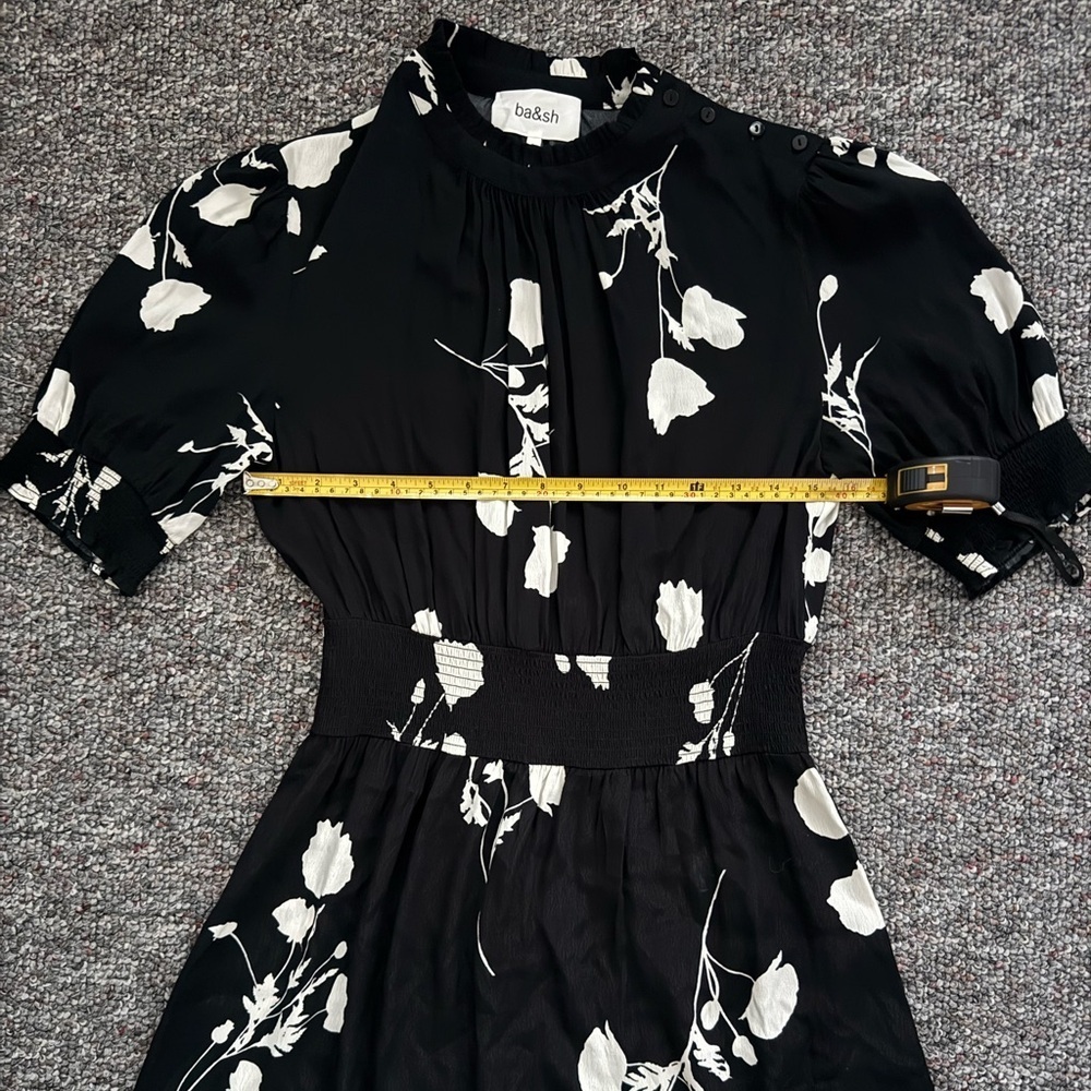 ba&sh Black and White Floral High Low Dress Dark Romantic - Picture 4 of 9